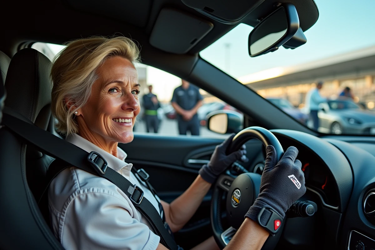 Femme ajustant son casque dans l