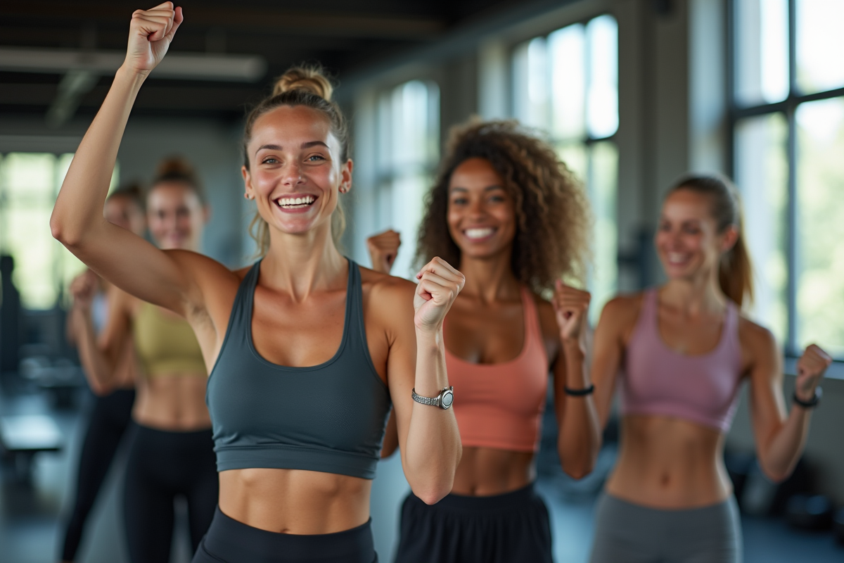 Groupe de femmes diverses dans une salle de sport moderne