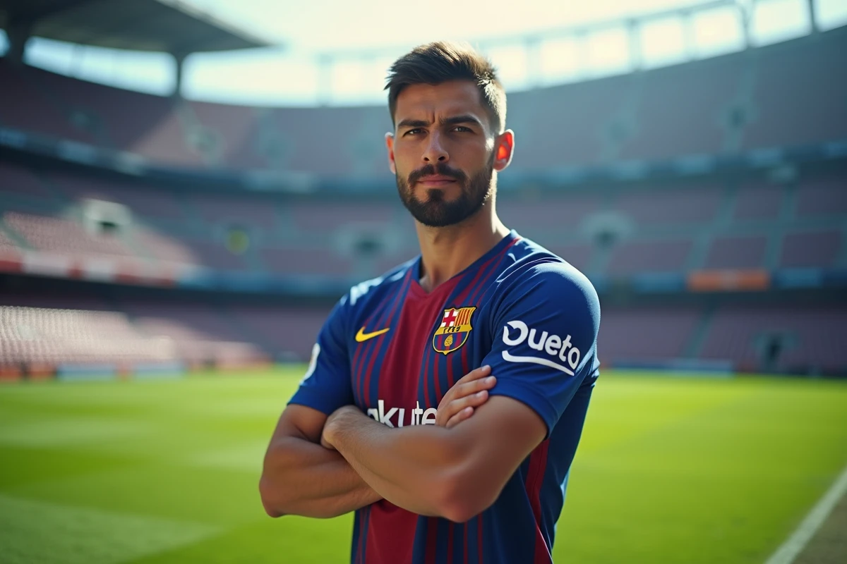 Joueur de football professionnel du PSG en tenue officielle sur la pelouse du Parc des Princes, illustrant les salaires élevés des stars parisiennes