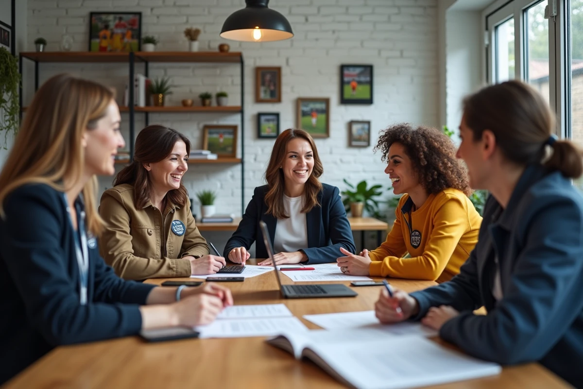 Réunion administrative dans un bureau de club de football